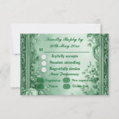 Green Rococo Garden Grand Baroque Opulence Wedding RSVP Kaartje (Voorkant)