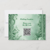 Green Rococo Garden Grand Baroque Opulence Wedding RSVP Kaartje (Achterkant)