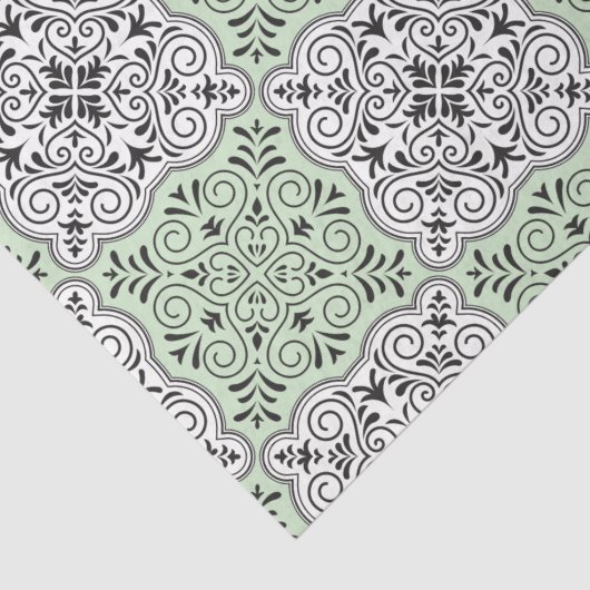 Green Rococo Pattern Flourish Tissuepapier (Detail)