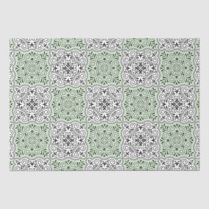 Green Rococo Pattern Flourish Tissuepapier