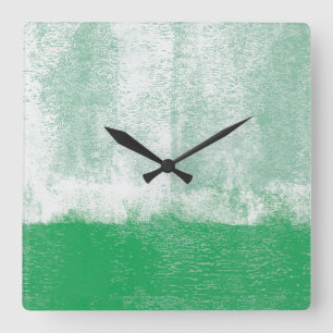 Green rolled paint clock vierkante klok