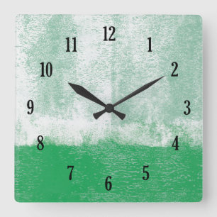 Green rolled paint clock vierkante klok