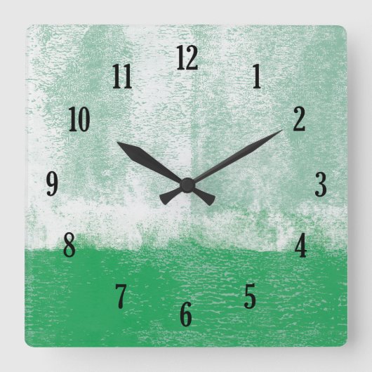 Green rolled paint clock vierkante klok (Voorkant)
