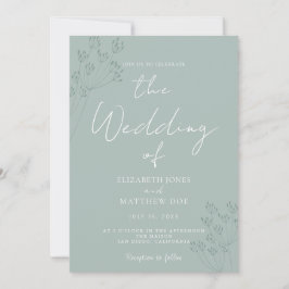 Green Romantic Greenery Wedding Invitation Kaart