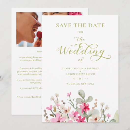 Green Romantic Photo Couple Wedding Floral Wreath (Voorkant / Achterkant)