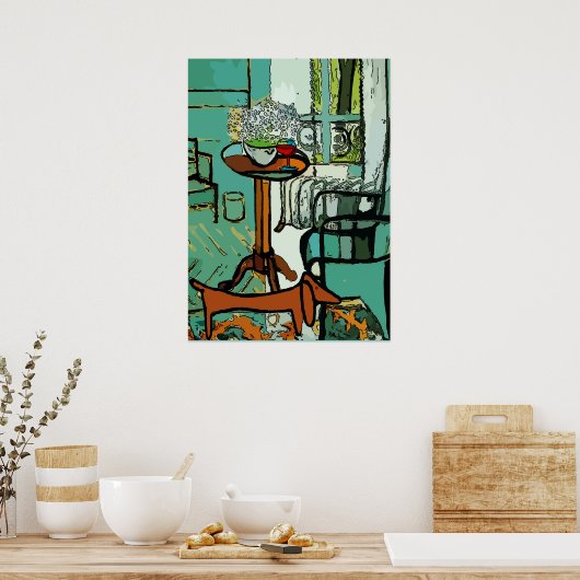 Green Room Dachsund, Matisse Style Poster (Keuken)