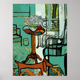 Green Room Dachsund, Matisse Style Poster