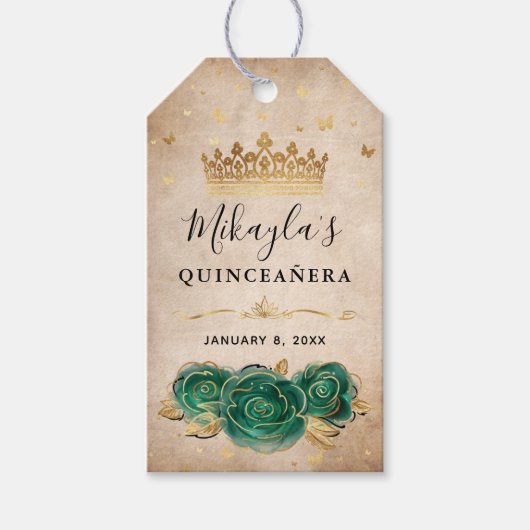 Green Roos Gold Crown Hartelijk dank Cadeaulabel (Voorkant)