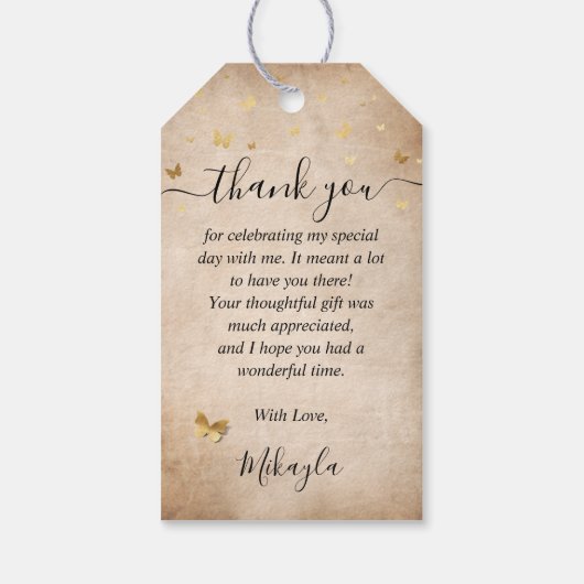 Green Roos Gold Crown Hartelijk dank Cadeaulabel (Achterkant)