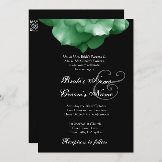 GREEN Roos Petals Weddenschap Kaart (Voorkant / Achterkant)