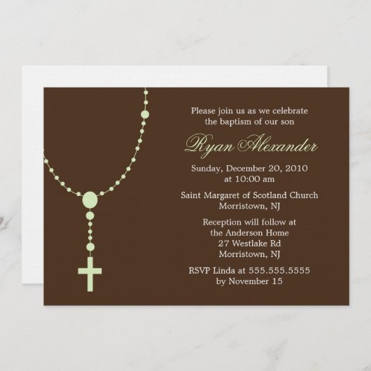 Green Rosary Invitations Kaart (Voorkant / Achterkant)