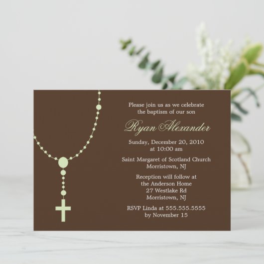 Green Rosary Invitations Kaart (Staand voorkant)