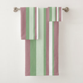 Green, Rose and Pink Stripes Bad Handdoek