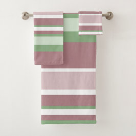 Green, Rose and Pink Stripes Bad Handdoek