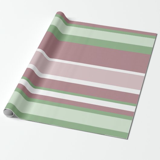 Green, Rose and Pink Stripes Cadeaupapier (Uitgerold)