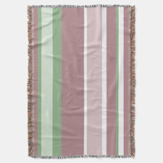 Green, Rose and Pink Stripes Deken (Voorkant Verticaal)