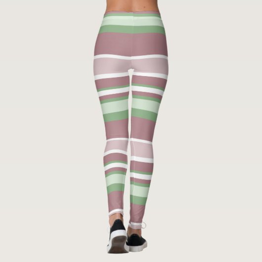 Green, Rose and Pink Stripes Leggings (Achterkant)