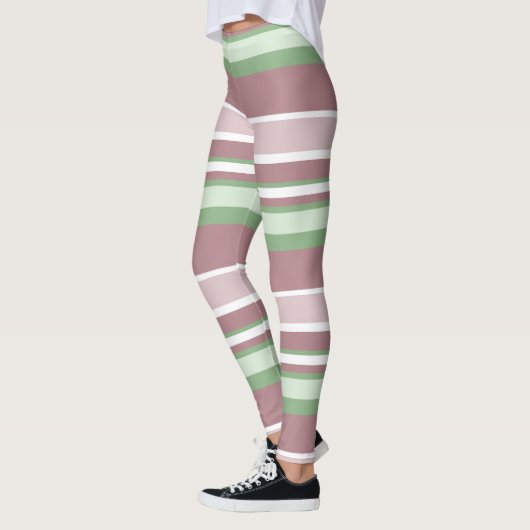Green, Rose and Pink Stripes Leggings (Links)