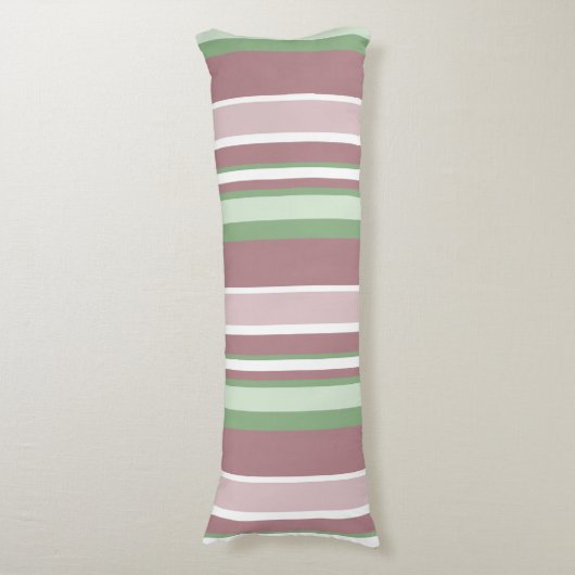Green, Rose and Pink Stripes Lichaamskussen (Voorkant Verticaal)