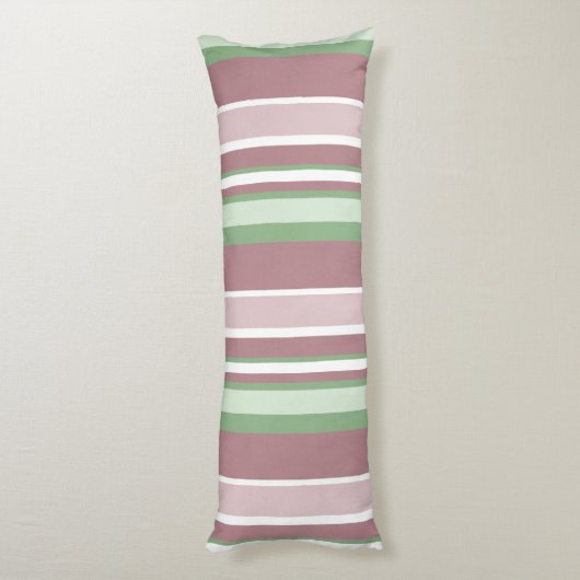 Green, Rose and Pink Stripes Lichaamskussen (Achterkant (Verticaal))