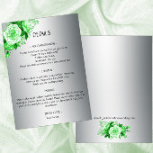 Green Rose Bouquet Boho Silver Wedding Details Informatiekaartje