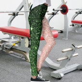 Green Rose Golden Glitter Sparkles Pattern Gift Leggings