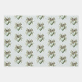 Green Round & Heart Ornaments Christmas Inpakpapier Vel (Voorkant 3)