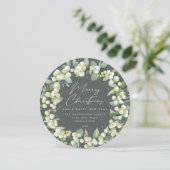 Green Round Snowberry+Eucalyptus Christmas Wreath Feestdagenkaart (Staand voorkant)