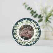 Green Round/Square Snowberry+Eucalyptus Photo Feestdagenkaart (Staand voorkant)