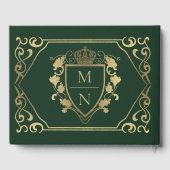 Green Royal Fantasy Monogram Huwelijk Gastenboek (Achterkant)