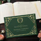 Green Royal Fantasy Monogram Huwelijk Gastenboek