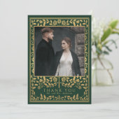 Green Royal Medieval Sword Wedding Bedankkaart (Staand voorkant)