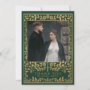 Green Royal Medieval Sword Wedding Bedankkaart