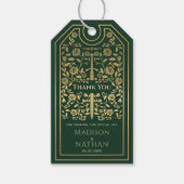 Green Royal Medieval Sword Wedding Bedankt Cadeaulabel (Voorkant)