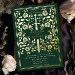 Green Royal Medieval Sword Wedding Folie Uitnodiging<br><div class="desc">Vier uw speciale dag met deze Royal Medieval Sword Wedding design. Dit ontwerp is voorzien van een lijst met een zwaard en bloemetjes. De achterkant van dit product is afgedrukt in platte kleuren en is GEEN echte folie.</div>