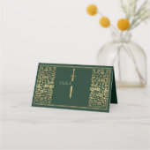 Green Royal Medieval Sword Wedding Place Card Plaatskaartje (Voorkant)