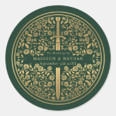 Green Royal Medieval Sword Wedding Ronde Sticker (Voorkant)
