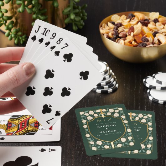 Green Royal Sword Shield Wedding Favoriet Pokerkaarten (Insitu)