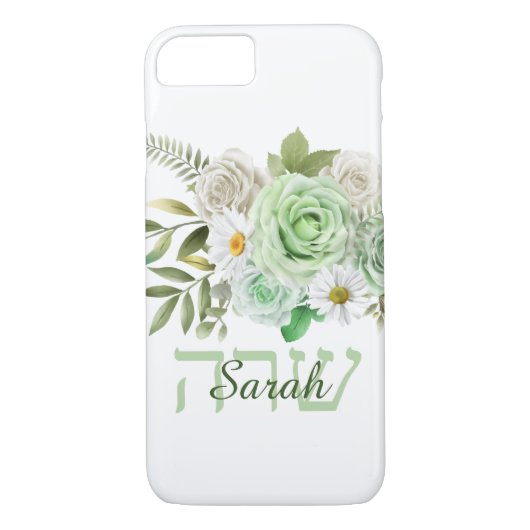 Green Rozen and Daisies Name in English and Hebrew Case-Mate iPhone Case (Achterkant)
