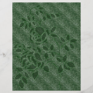 Green Rozen Stencil Floral Scrapbook Paper