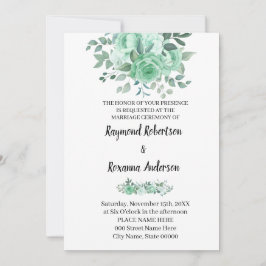 Green Rozen Wedding Country Chic Uitnodiging