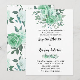 Green Rozen Wedding Country Chic Uitnodiging