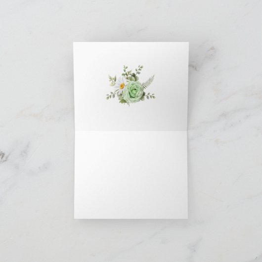 Green Rozen White Daisies Blank Bedankkaart (Binnen)