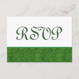 Green RSVP Damask Wedding C103 Kaartje