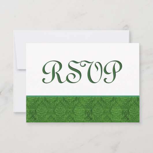 Green RSVP Damask Wedding C103 Kaartje (Voorkant)