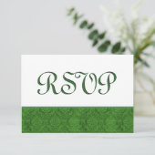 Green RSVP Damask Wedding C103 Kaartje (Staand voorkant)