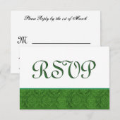 Green RSVP Damask Wedding C103 Kaartje (Voorkant / Achterkant)