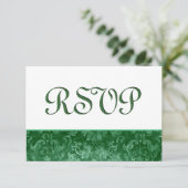 Green RSVP Grunge Damask Wedding Kaartje (Staand voorkant)