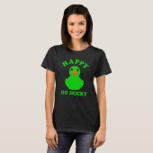 Green Rubber Duck Happy Go Ducky Pun St Patricks D T-shirt (Voorkant volledig)
