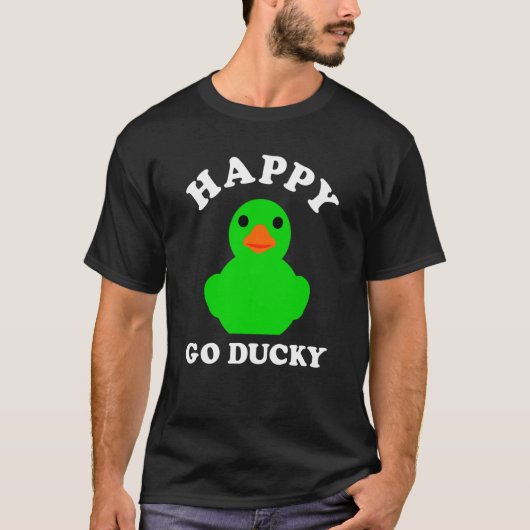Green Rubber Duck Happy Go Ducky Pun St Patricks D T-shirt (Voorkant)
